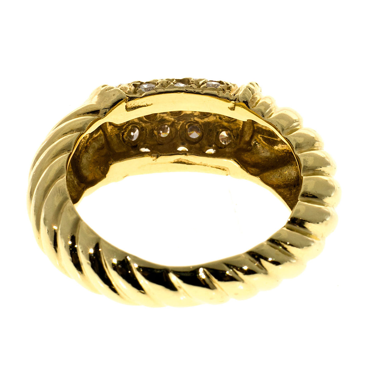 Vintage .33ct 18k Gold 8mm Shrimp Full White Sparkly Diamond Top Dome Ring – image 6