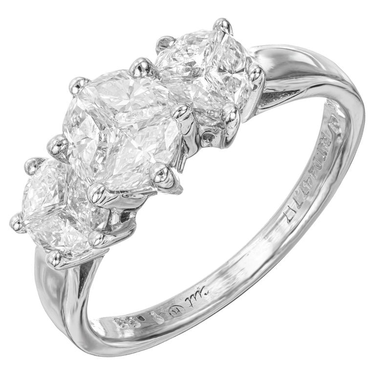 1.59 Carat Nine Diamond White Gold Engagement Ring
