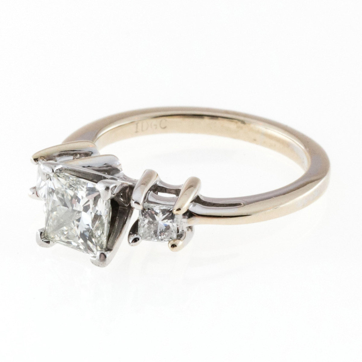 Vintage IDGC Princess Cut 3 Diamond Platinum & 18k White Gold Ring 1.00ct Gia – image 4