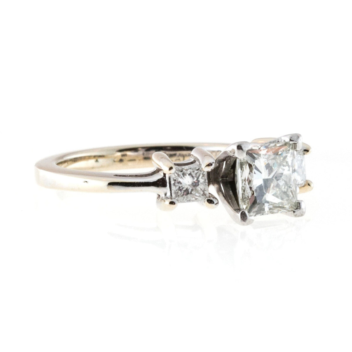 Vintage IDGC Princess Cut 3 Diamond Platinum & 18k White Gold Ring 1.00ct Gia – image 7