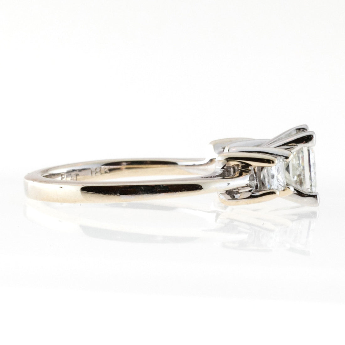 Vintage IDGC Princess Cut 3 Diamond Platinum & 18k White Gold Ring 1.00ct Gia – image 8