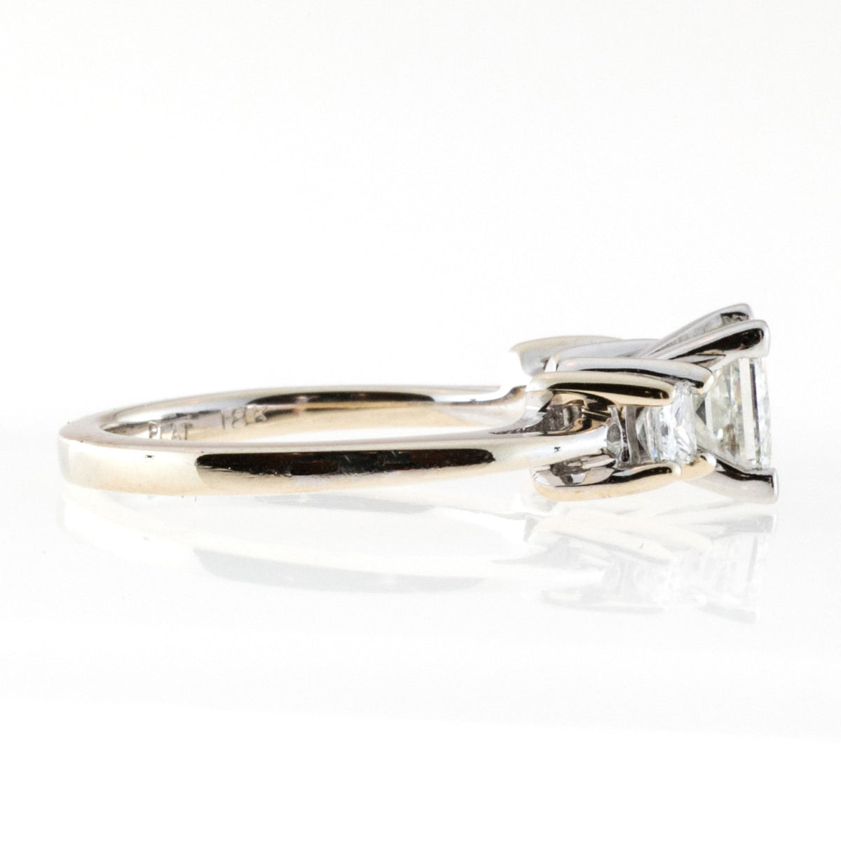 Vintage IDGC Princess Cut 3 Diamond Platinum & 18k White Gold Ring 1.00ct Gia – image 8