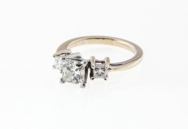 Vintage IDGC Princess Cut 3 Diamond Platinum & 18k White Gold Ring 1.00ct Gia