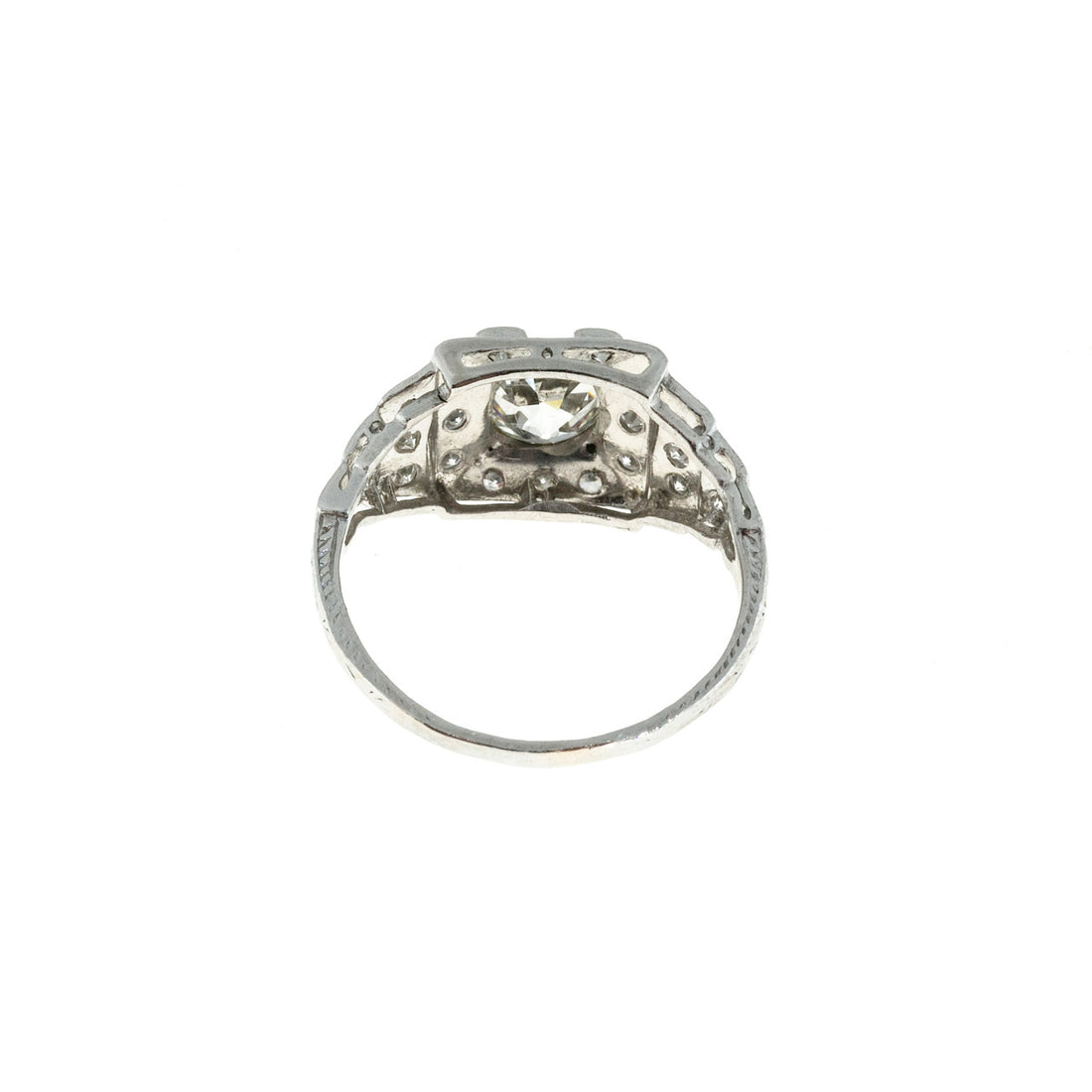 Vintage Art Deco Platinum Engagement Ring 1.11ct Center Round Diamond Certified – image 6