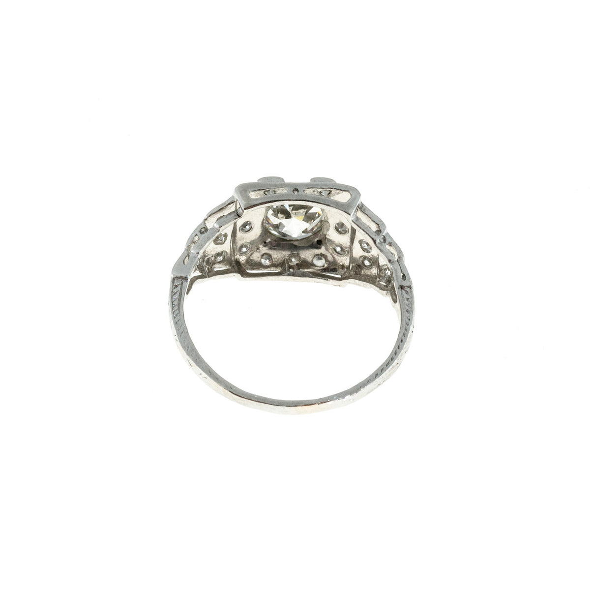 Vintage Art Deco Platinum Engagement Ring 1.11ct Center Round Diamond Certified – image 6