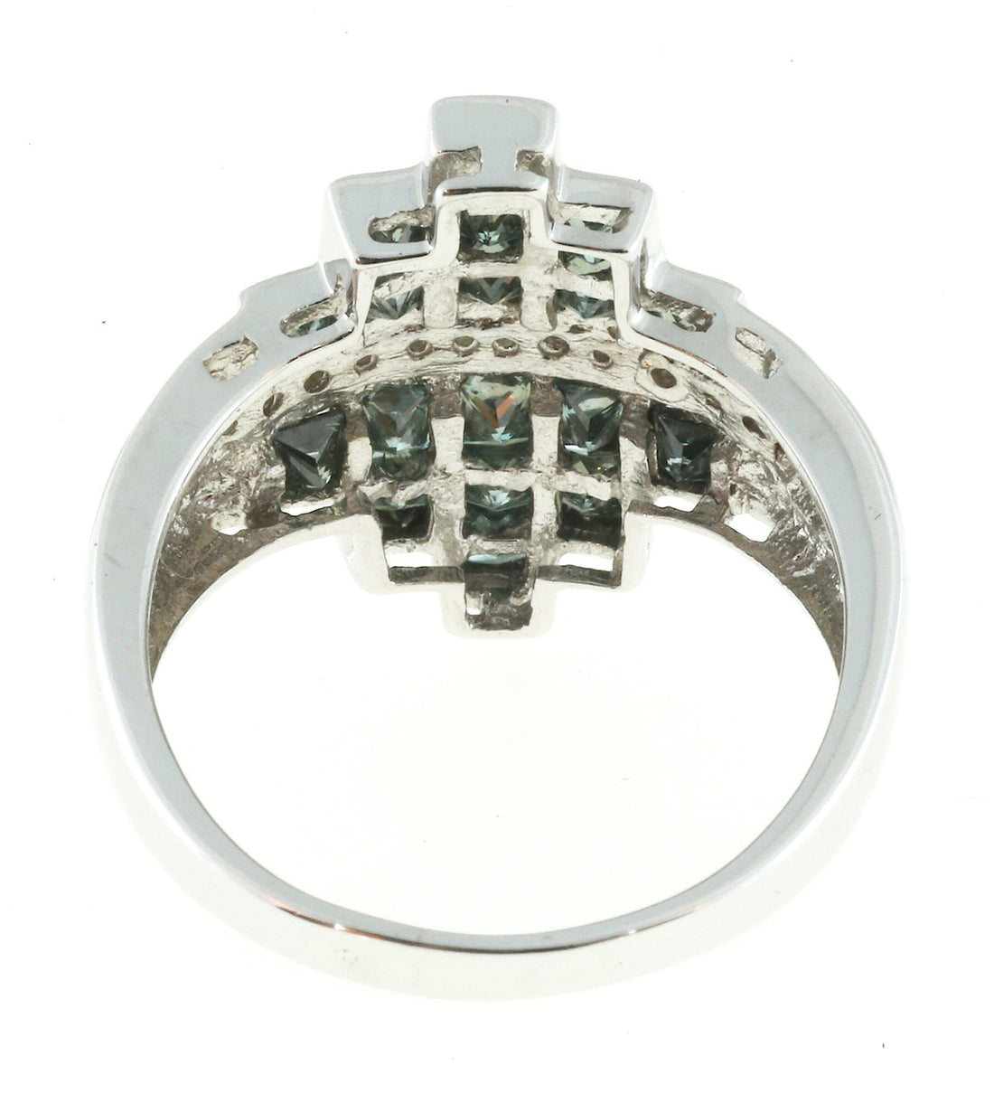 Vintage SNB Bold 14k Gold Blue Enhanced Bright White Diamond Ring – image 4