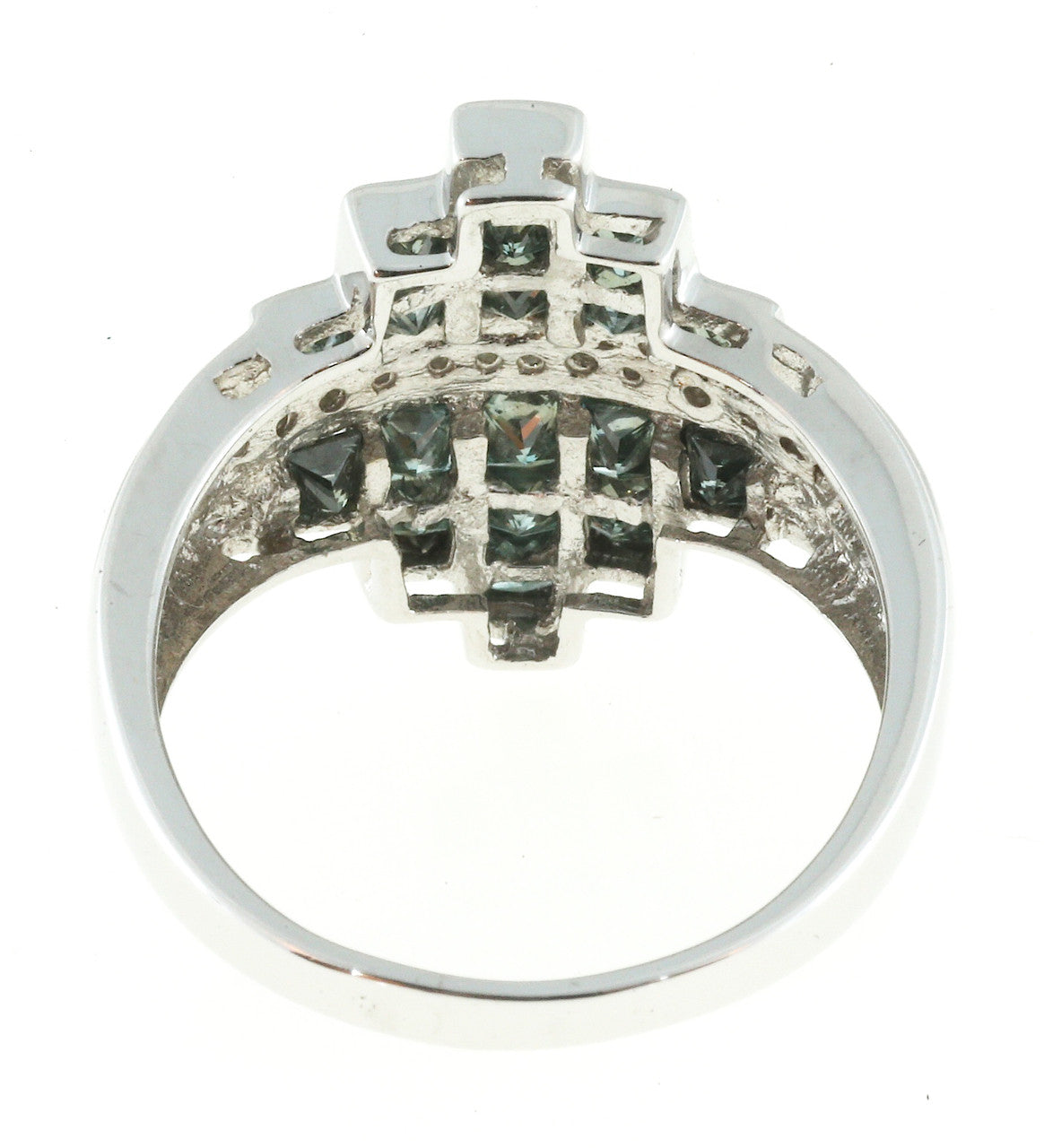 Vintage SNB Bold 14k Gold Blue Enhanced Bright White Diamond Ring – image 4
