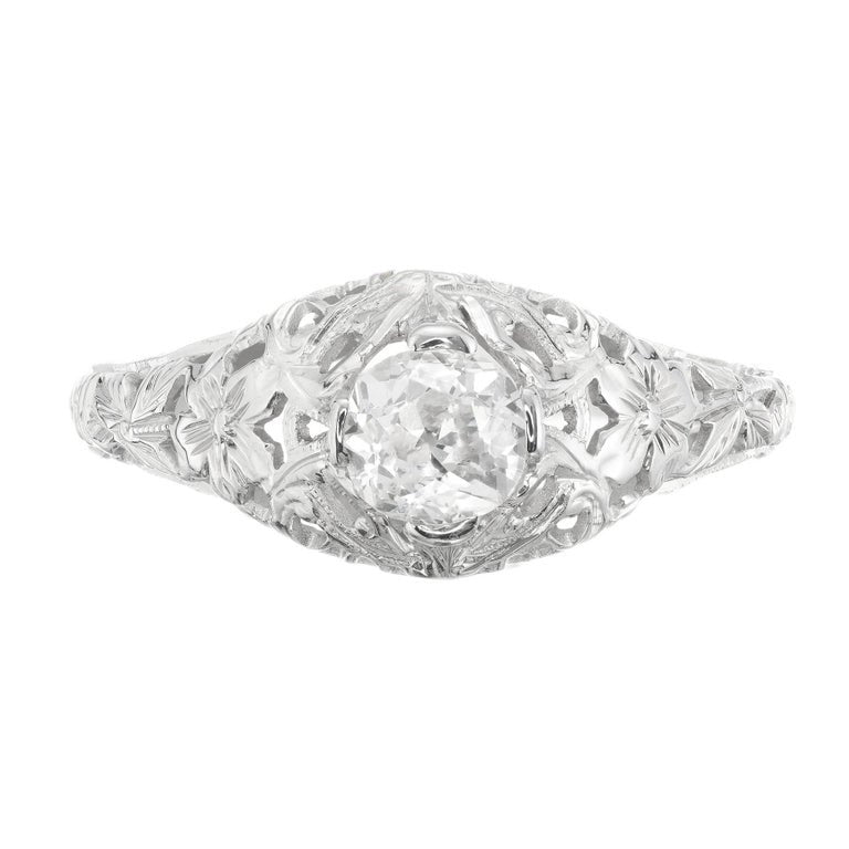 .50 Carat Old Mine Cut Diamond Art Deco Gold Engagement Ring – image 2