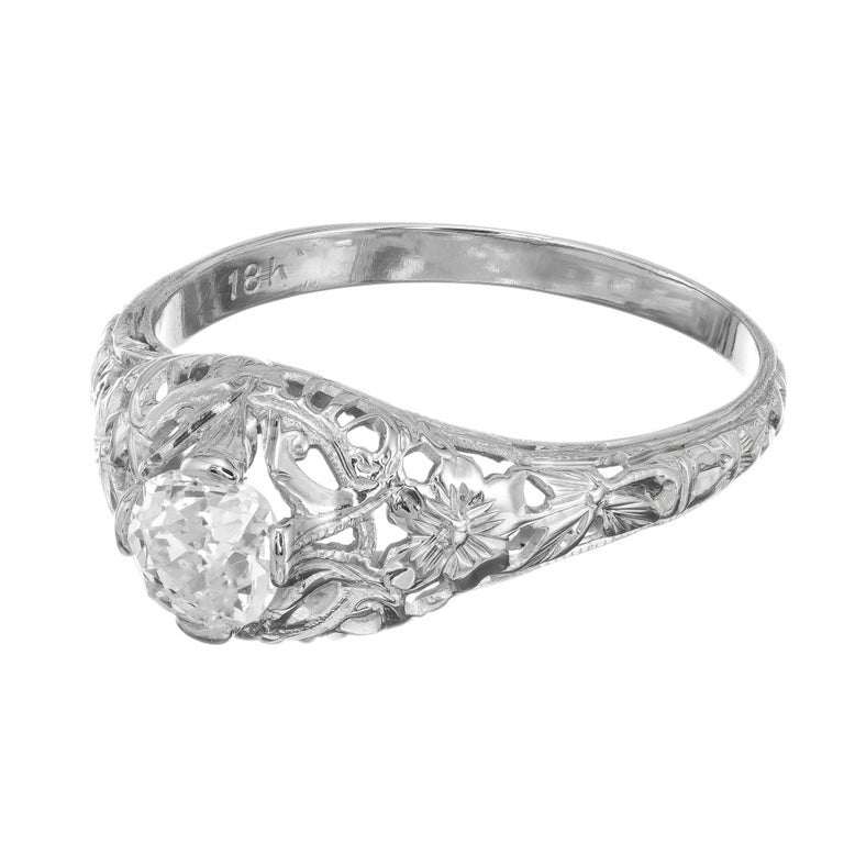 .50 Carat Old Mine Cut Diamond Art Deco Gold Engagement Ring – image 8