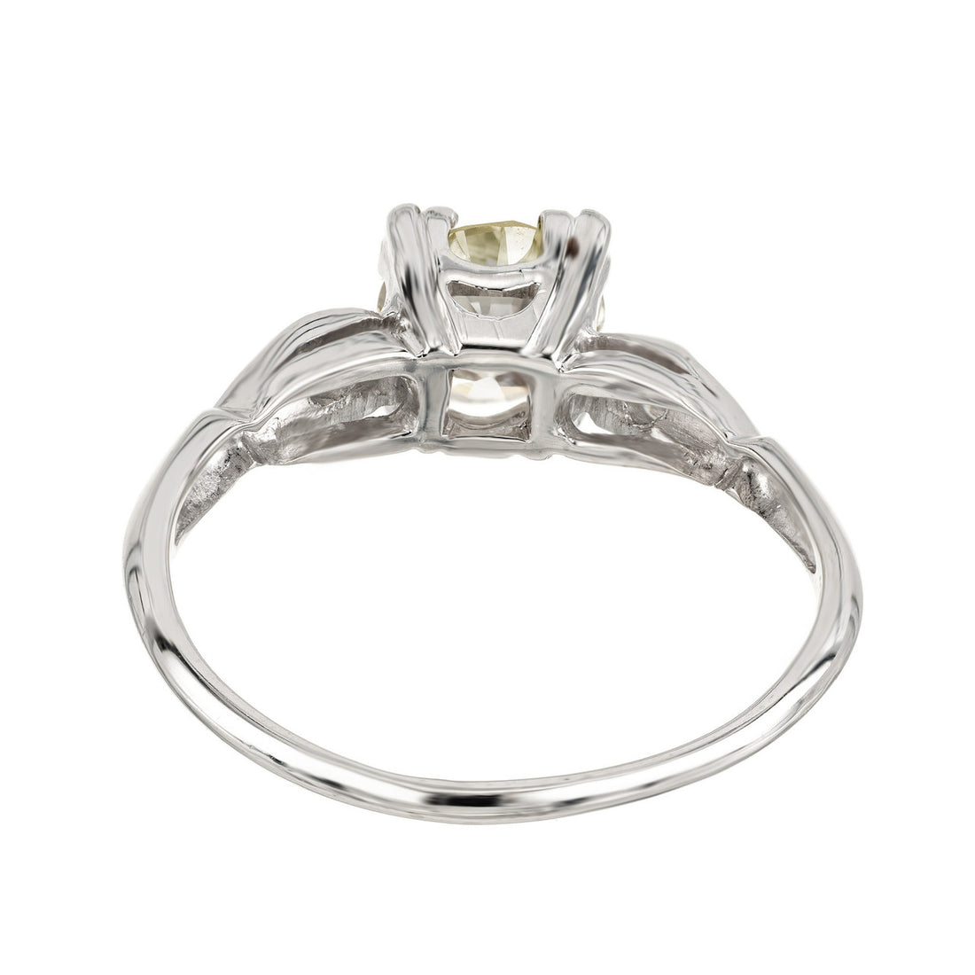 GIA Certified .93 Carat Yellow Diamond Three Stone Platinum Engagement Ring – image 9