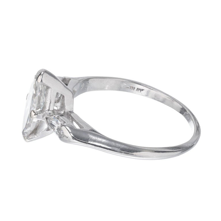EGL Certified.93 Carat Marquise Diamond Three-Stone Platinum Engagement Ring – image 7