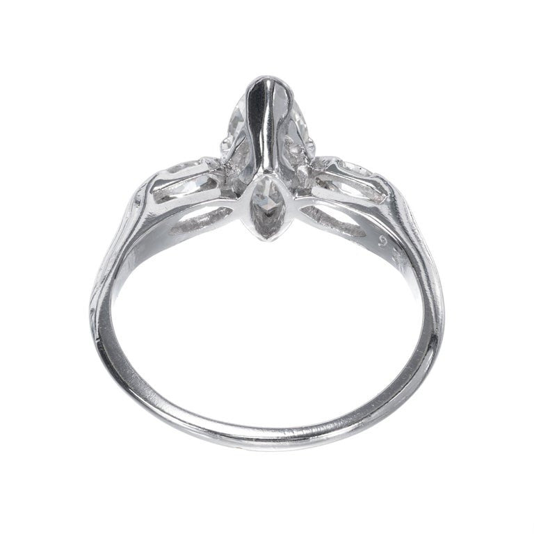 EGL Certified.93 Carat Marquise Diamond Three-Stone Platinum Engagement Ring – image 5