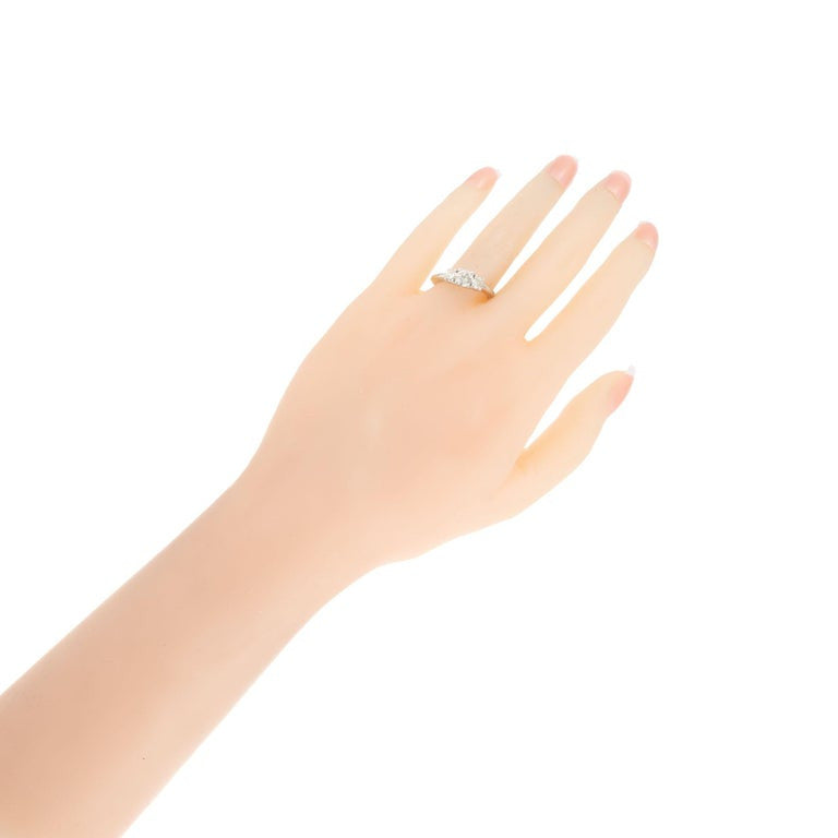 1.02 Carat Diamond Light Yellow Three-Stone Gold Engagement Ring – image 5