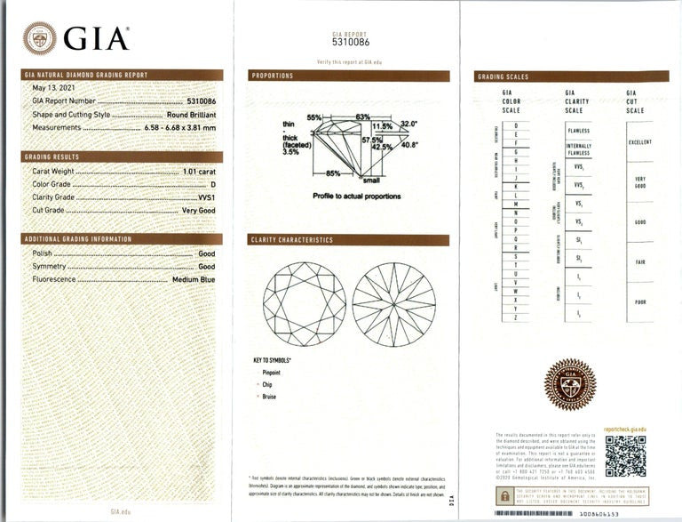 Martin Flyer GIA Certified 1.01 Carat Diamond Platinum Engagement Ring – image 4