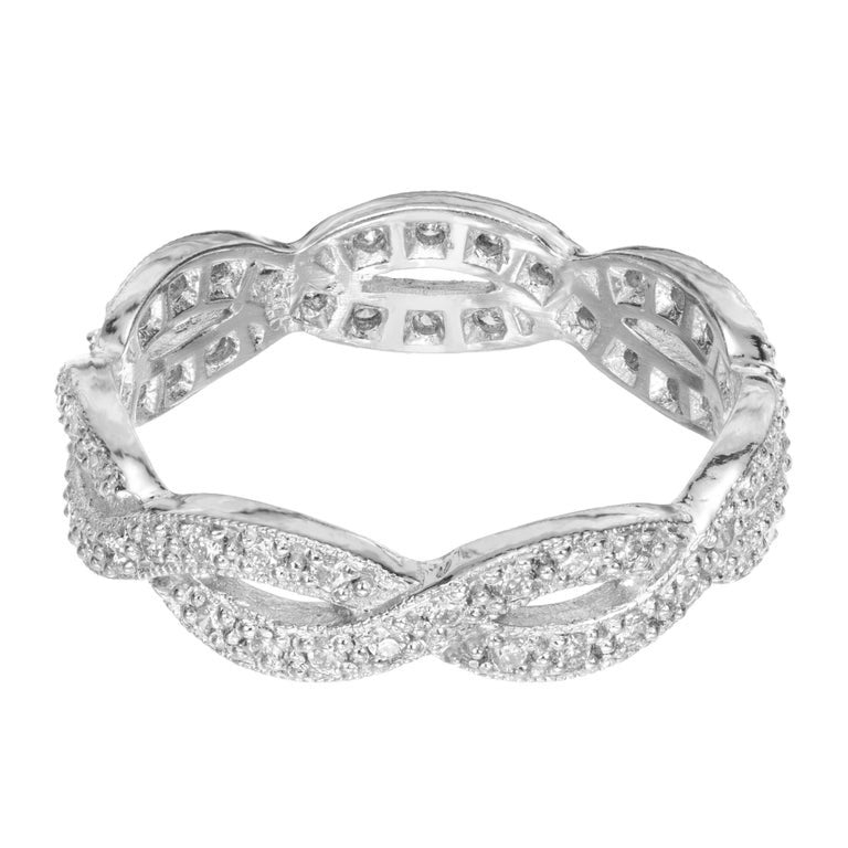 .40 Carat Two Row Diamond Platinum Eternity Wedding Band Ring – image 3