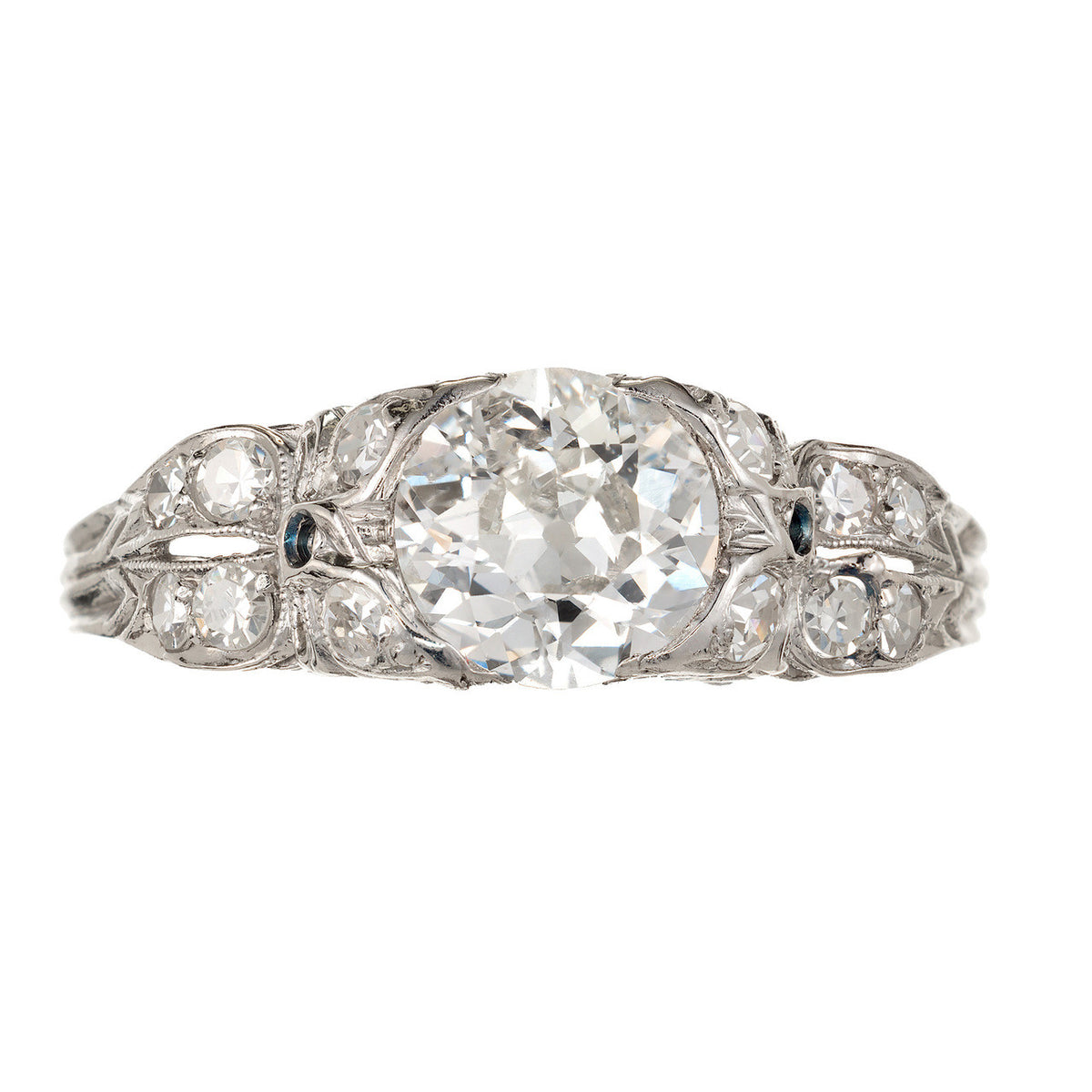 Vintage Art Deco 1910 1.17ct Single European Cut Diamond Platinum Ring Size 9 – image 2