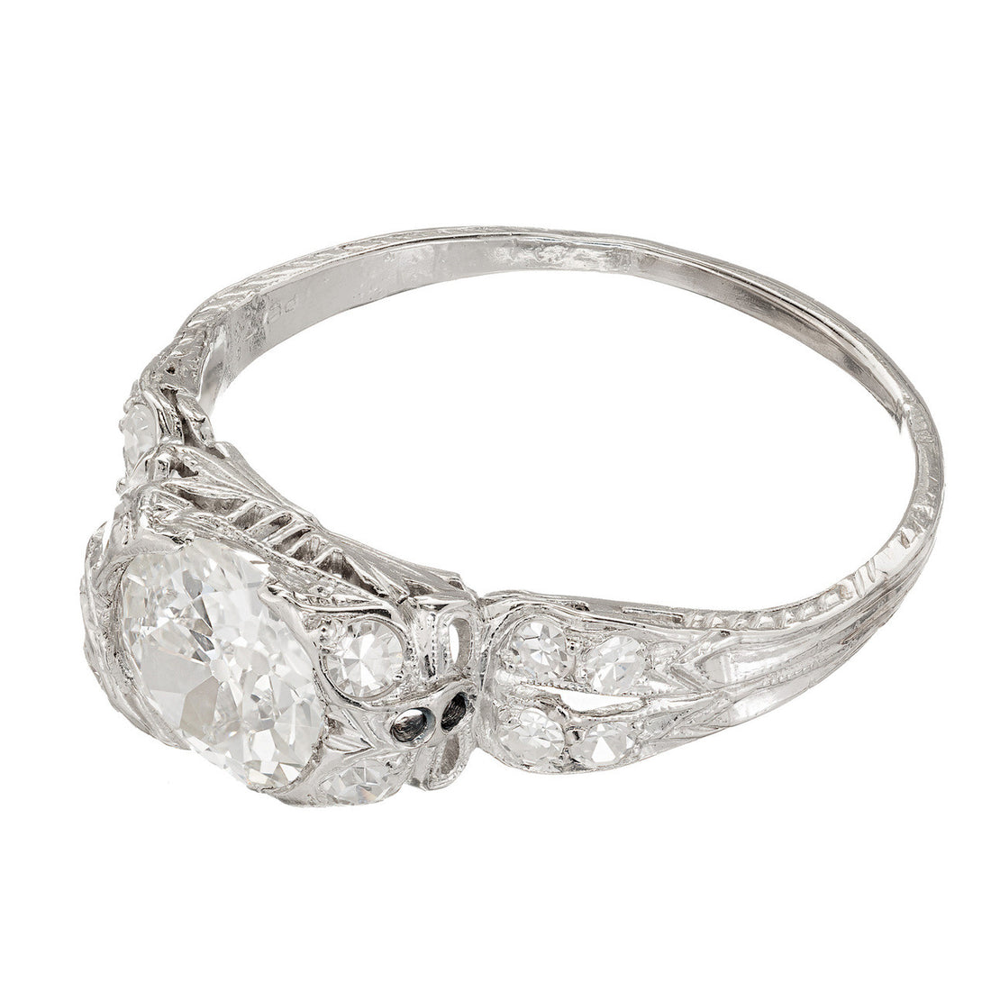 Vintage Art Deco 1910 1.17ct Single European Cut Diamond Platinum Ring Size 9 – image 3