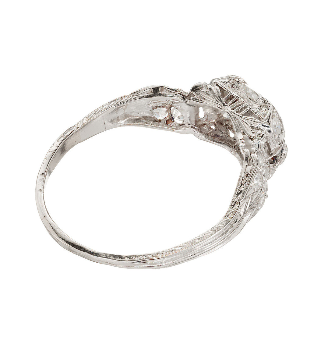 Vintage Art Deco 1910 1.17ct Single European Cut Diamond Platinum Ring Size 9 – image 4