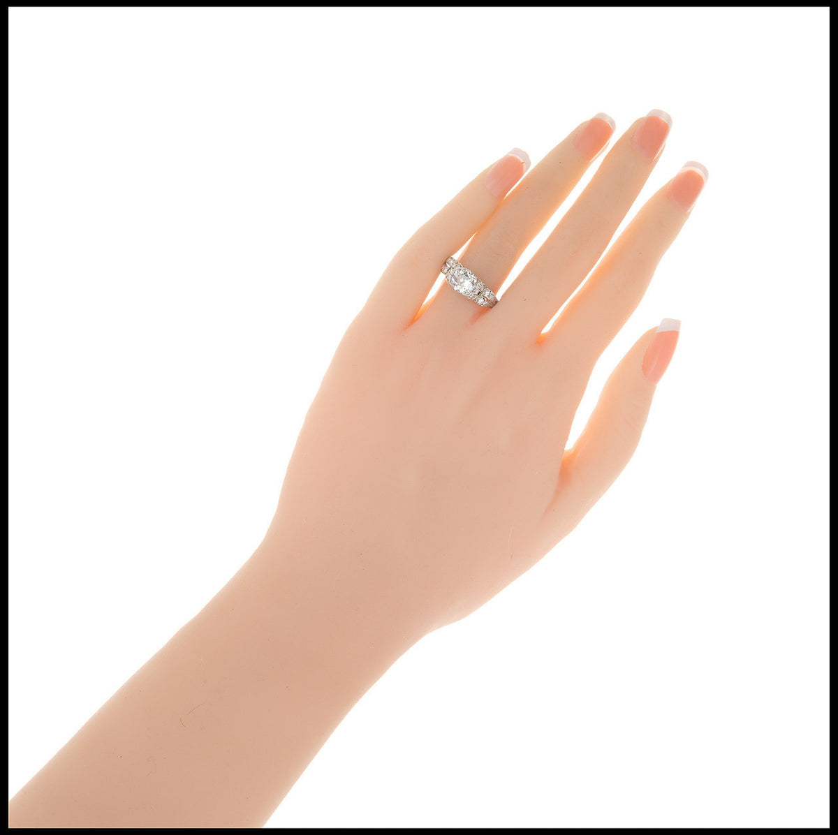 Vintage Art Deco 1910 1.17ct Single European Cut Diamond Platinum Ring Size 9 – image 5