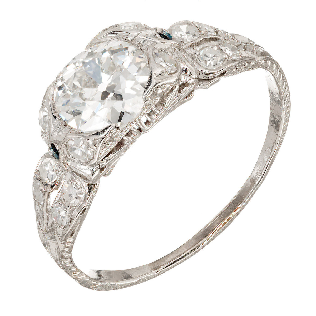 Vintage Art Deco 1910 1.17ct Single European Cut Diamond Platinum Ring Size 9