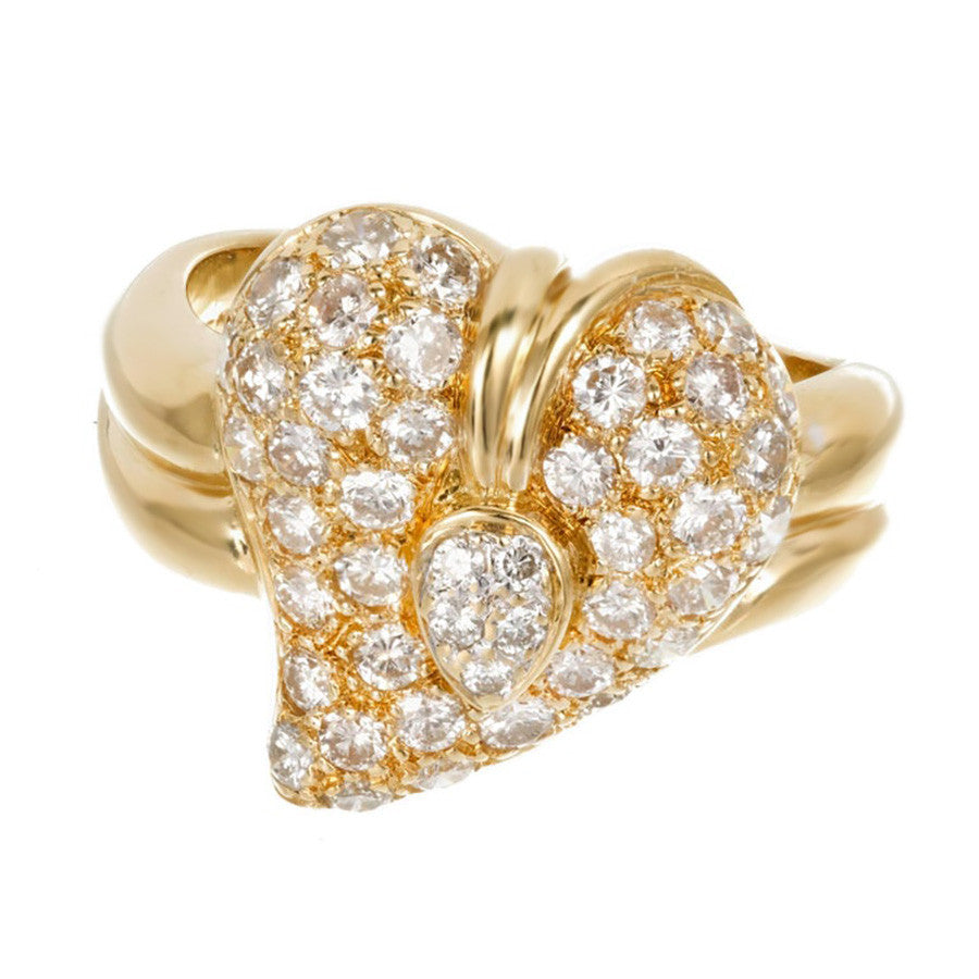 1.30 Carat Diamond Dome Heart Yellow Gold Cocktail Ring – image 2