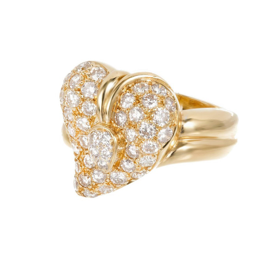 1.30 Carat Diamond Dome Heart Yellow Gold Cocktail Ring – image 3