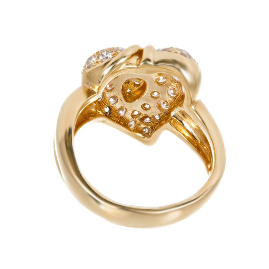 1.30 Carat Diamond Dome Heart Yellow Gold Cocktail Ring – image 4