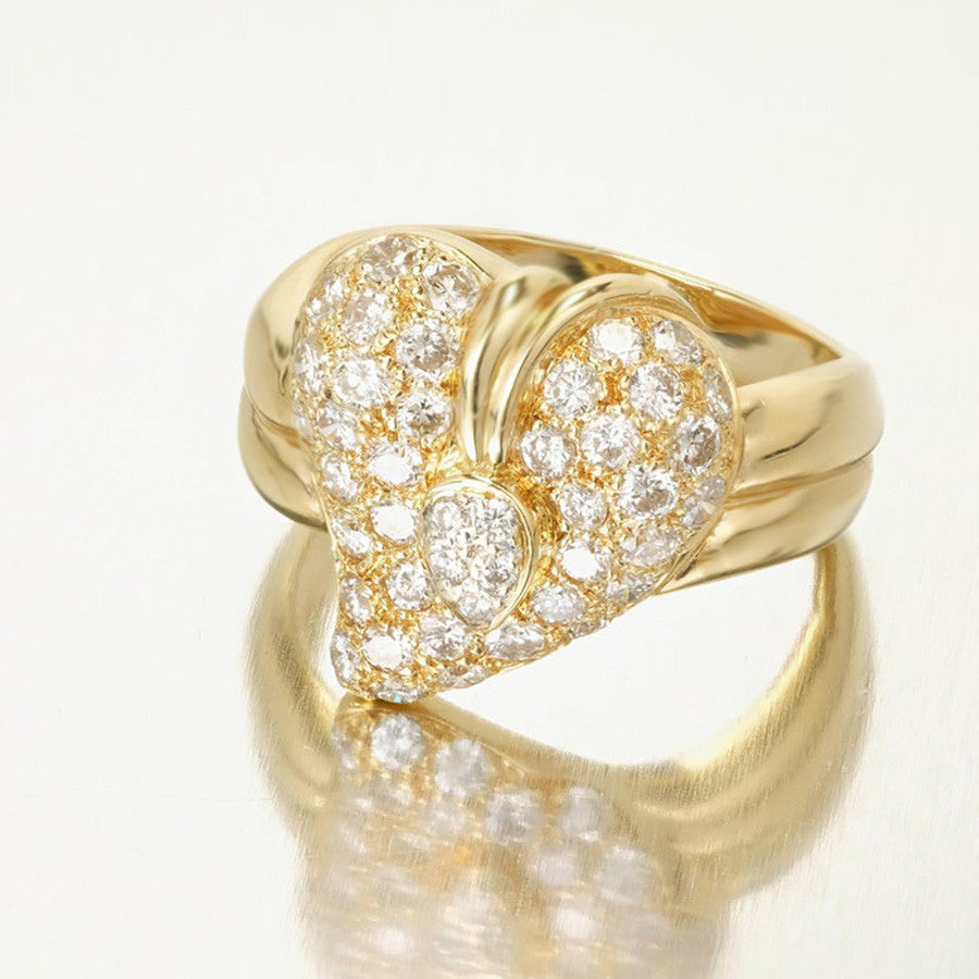 1.30 Carat Diamond Dome Heart Yellow Gold Cocktail Ring – image 8