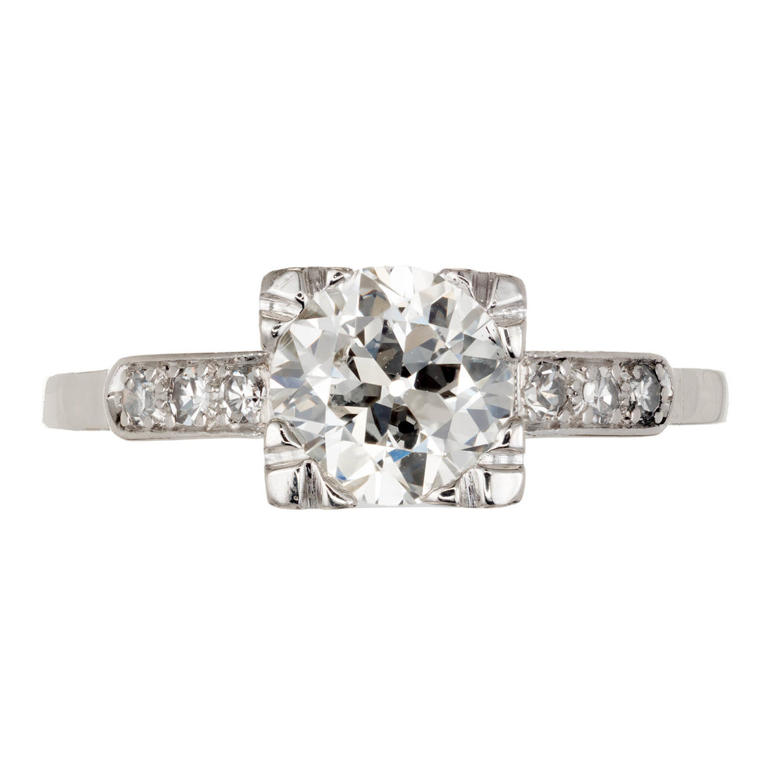 Art Deco 1.07ct European Diamond Retro Platinum Size 8 3/4 Ring – image 2