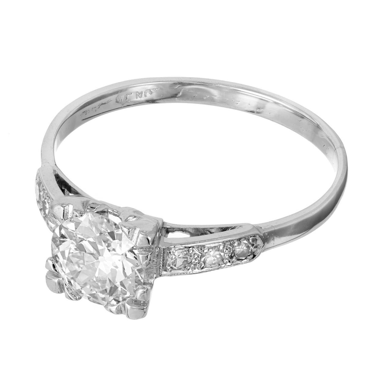 Art Deco 1.07ct European Diamond Retro Platinum Size 8 3/4 Ring – image 4