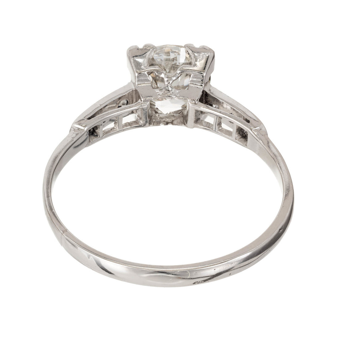 Art Deco 1.07ct European Diamond Retro Platinum Size 8 3/4 Ring – image 5