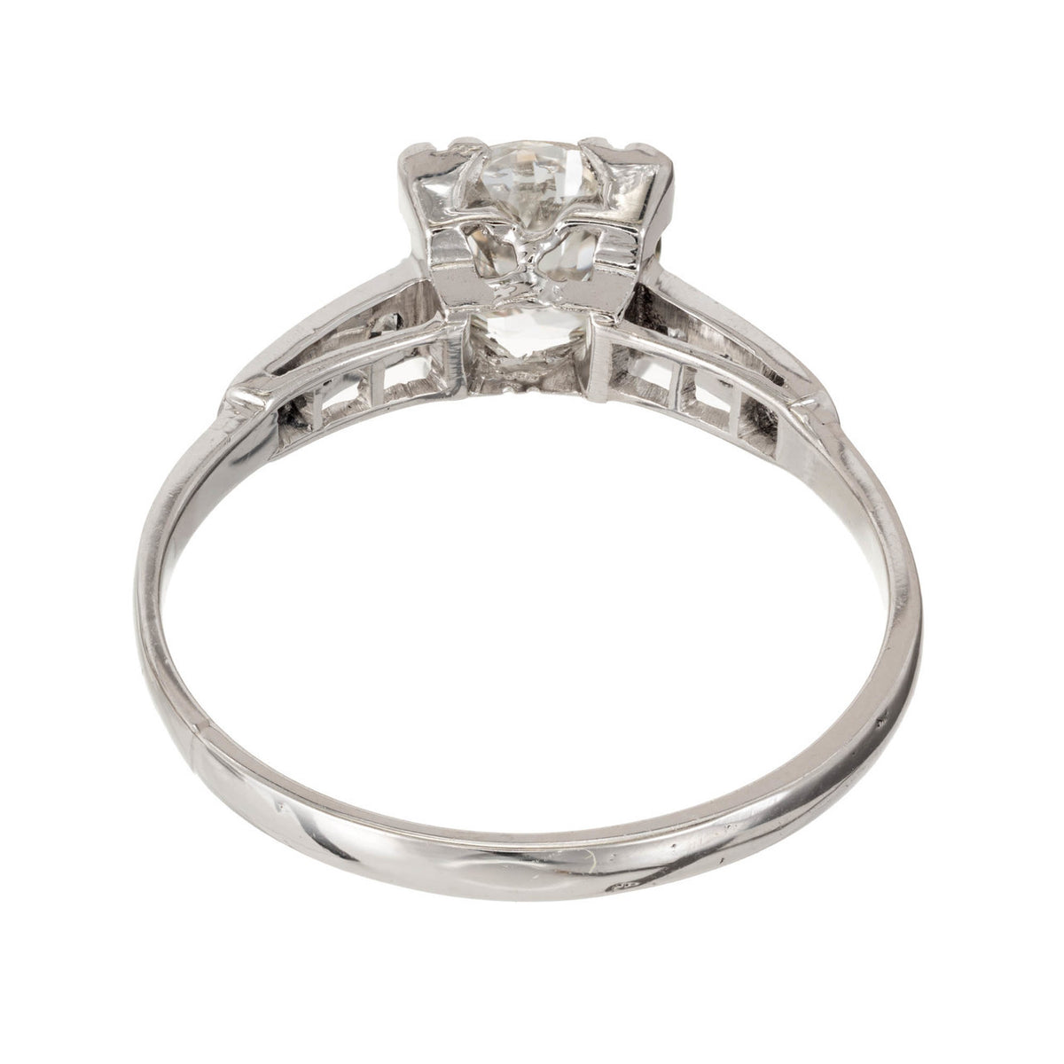 Art Deco 1.07ct European Diamond Retro Platinum Size 8 3/4 Ring – image 5