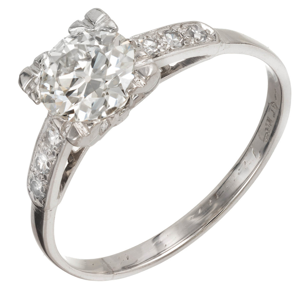 Art Deco 1.07ct European Diamond Retro Platinum Size 8 3/4 Ring