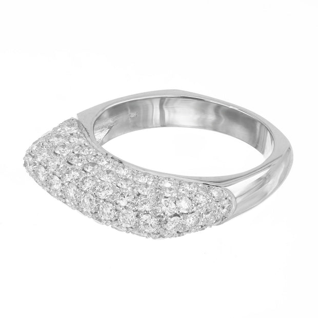 1.07 Carat Pave Diamond White Gold Dome Ring