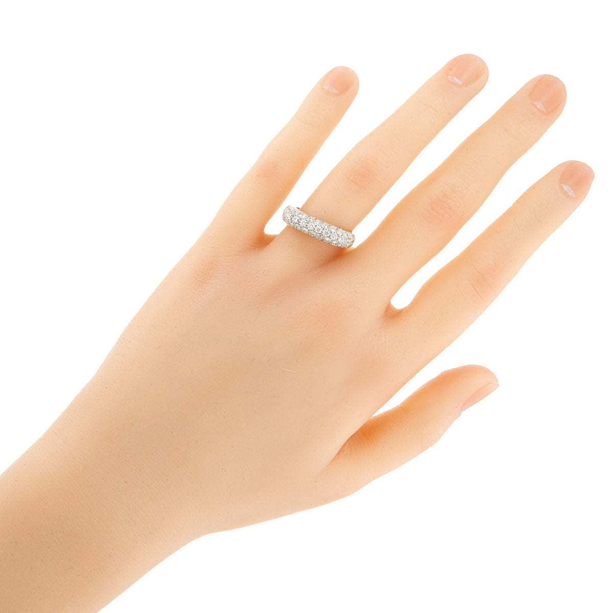 1.07 Carat Pave Diamond White Gold Dome Ring – image 4