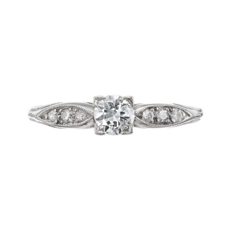 EGL Certified .26 Carat Diamond Transitional Cut Platinum Engagement Ring – image 7