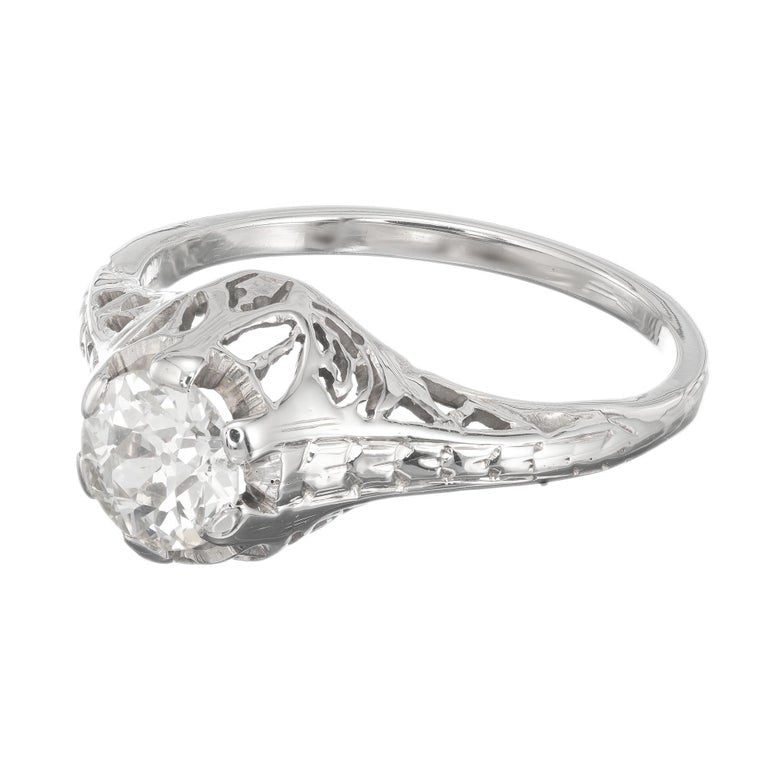 .50 Carat Old European Cut Diamond Art Deco Filigree Gold Engagement Ring – image 7