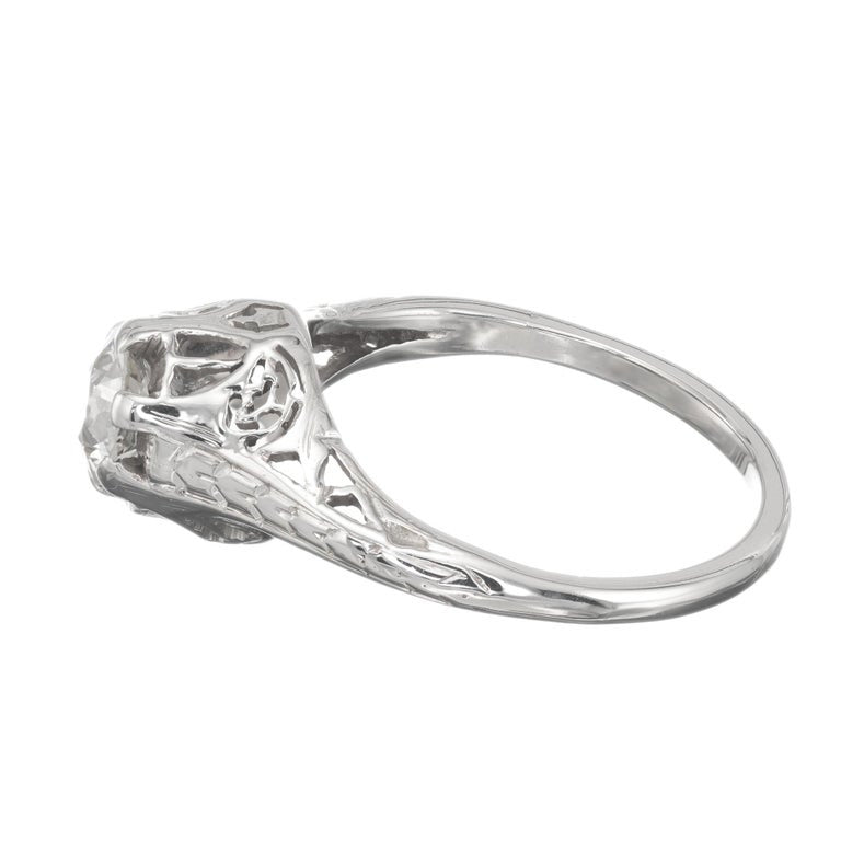 .50 Carat Old European Cut Diamond Art Deco Filigree Gold Engagement Ring – image 6