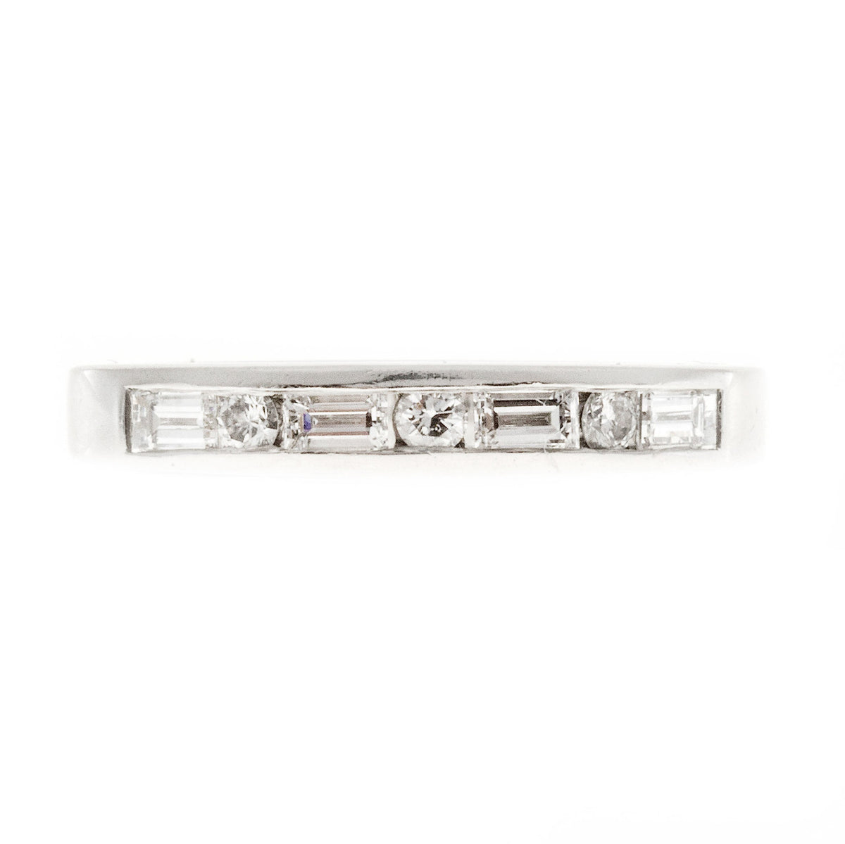 Vintage Platinum .40ct Baguette .09ct Full Round Channel Ring Diamond Band Ring