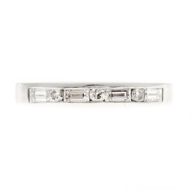 Vintage Platinum .40ct Baguette .09ct Full Round Channel Ring Diamond Band Ring