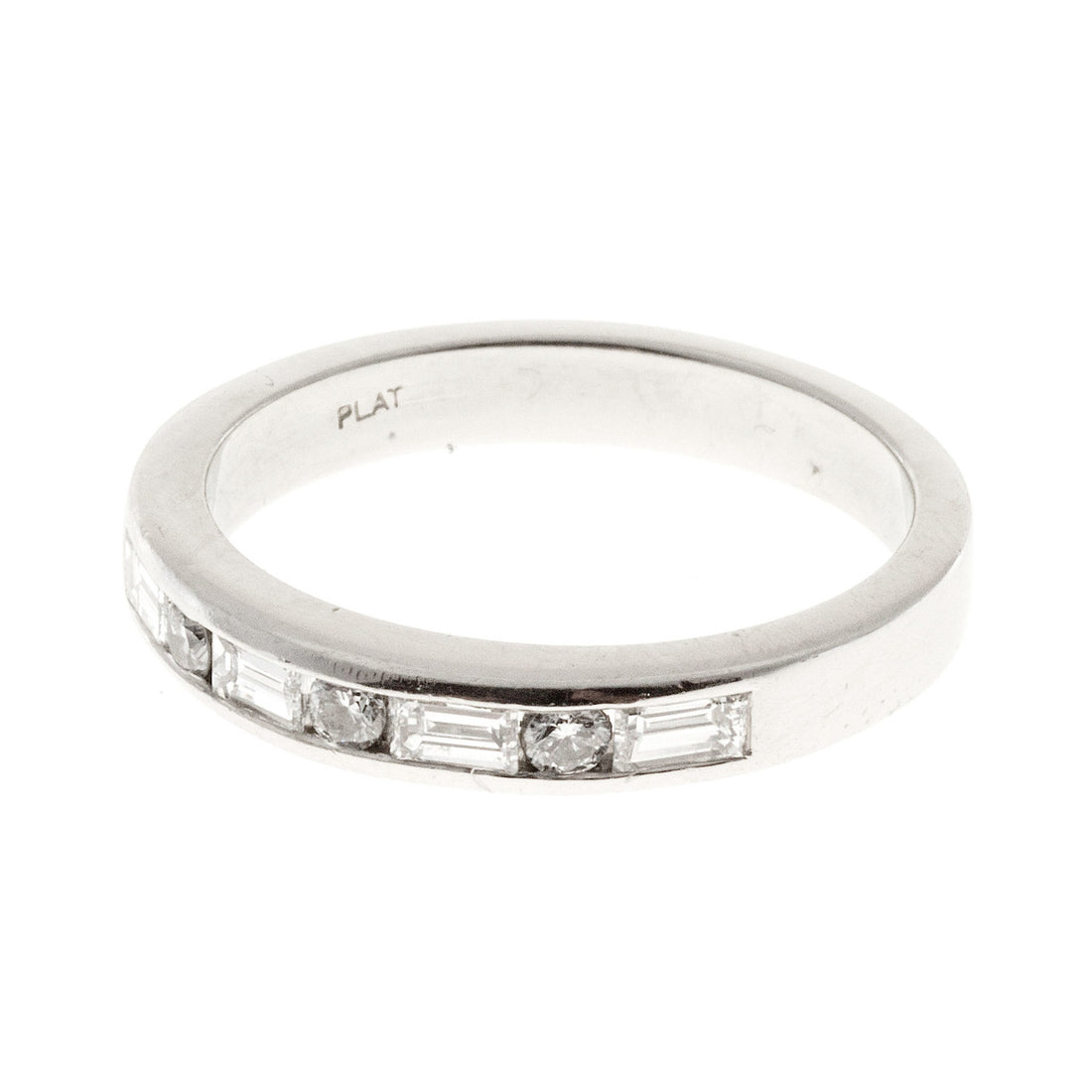 Vintage Platinum .40ct Baguette .09ct Full Round Channel Ring Diamond Band Ring – image 4