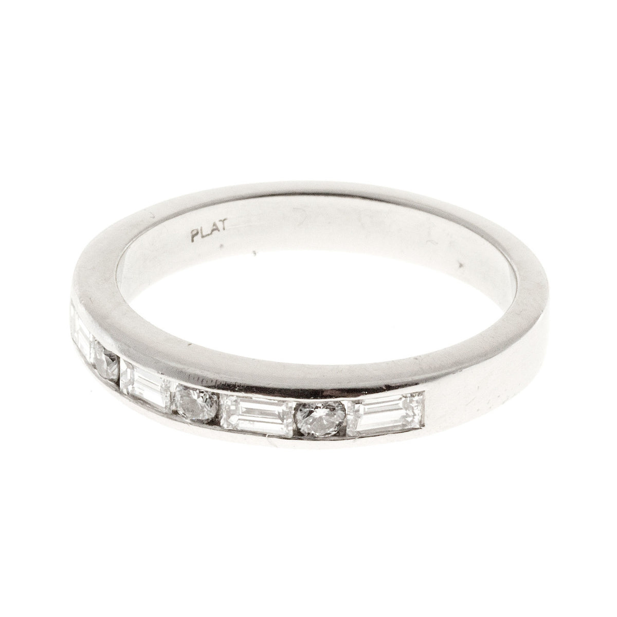 Vintage Platinum .40ct Baguette .09ct Full Round Channel Ring Diamond Band Ring – image 4