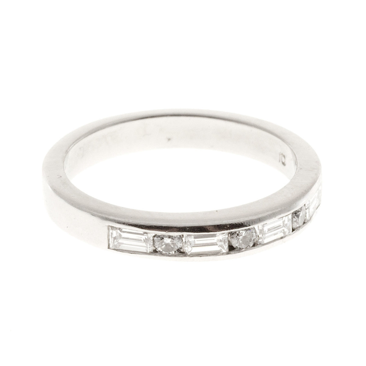 Vintage Platinum .40ct Baguette .09ct Full Round Channel Ring Diamond Band Ring – image 5