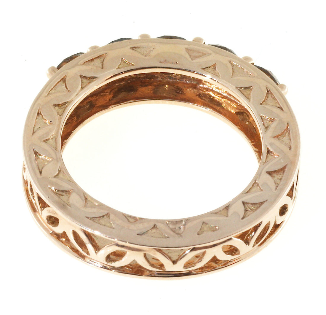Vintage 5 Stone 1.00ct Natural Brown Diamond 14k Pink Gold Size 6 Ring – image 3