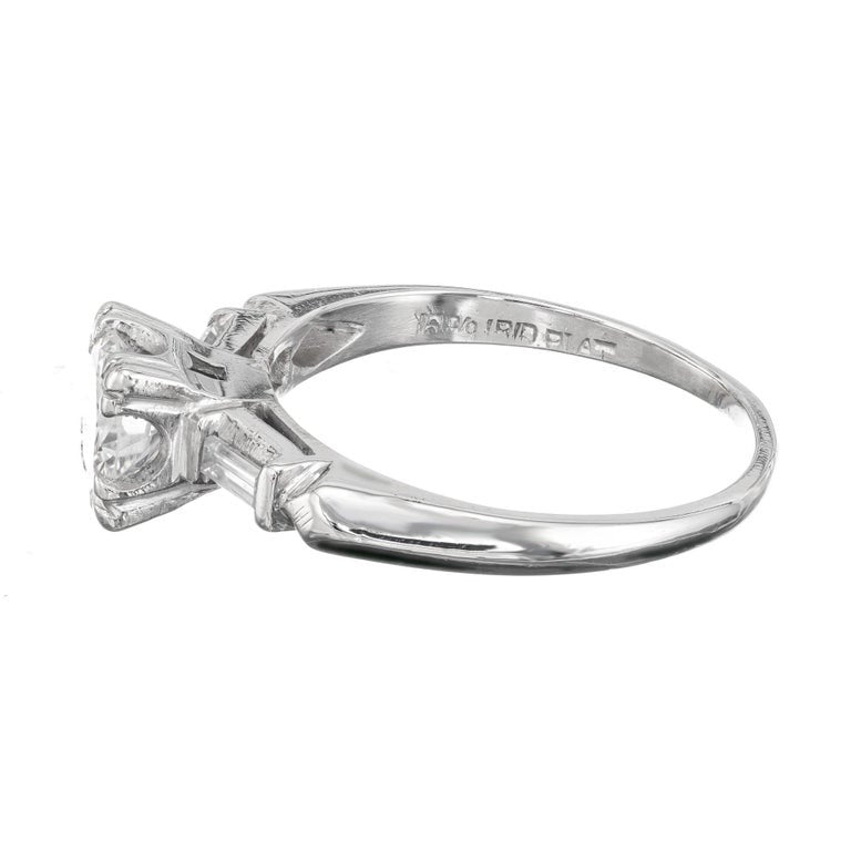 EGL Certified .86 Carat Diamond Three-Stone Art Deco Platinum Engagement Ring – image 6