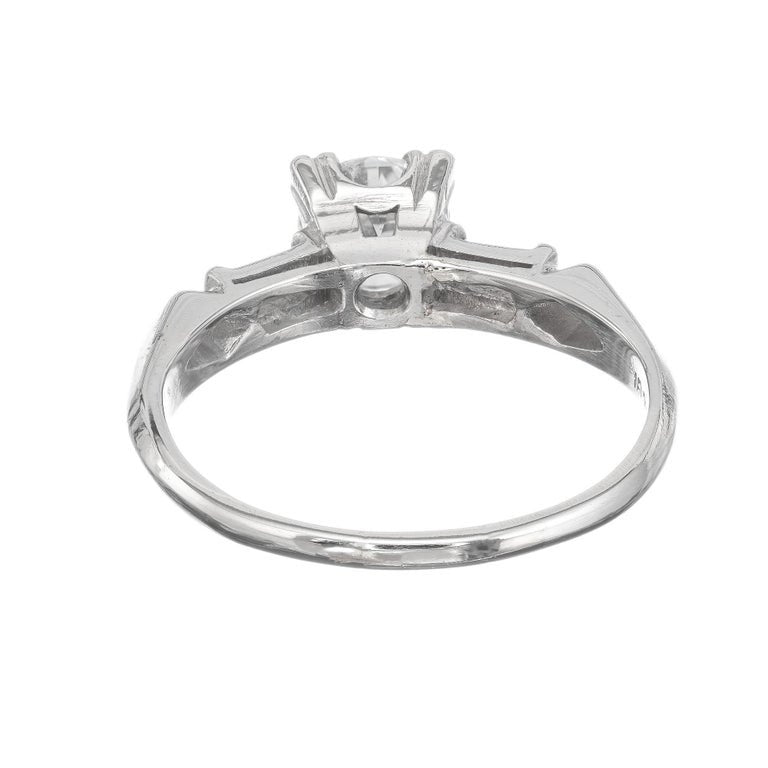 EGL Certified .86 Carat Diamond Three-Stone Art Deco Platinum Engagement Ring – image 7