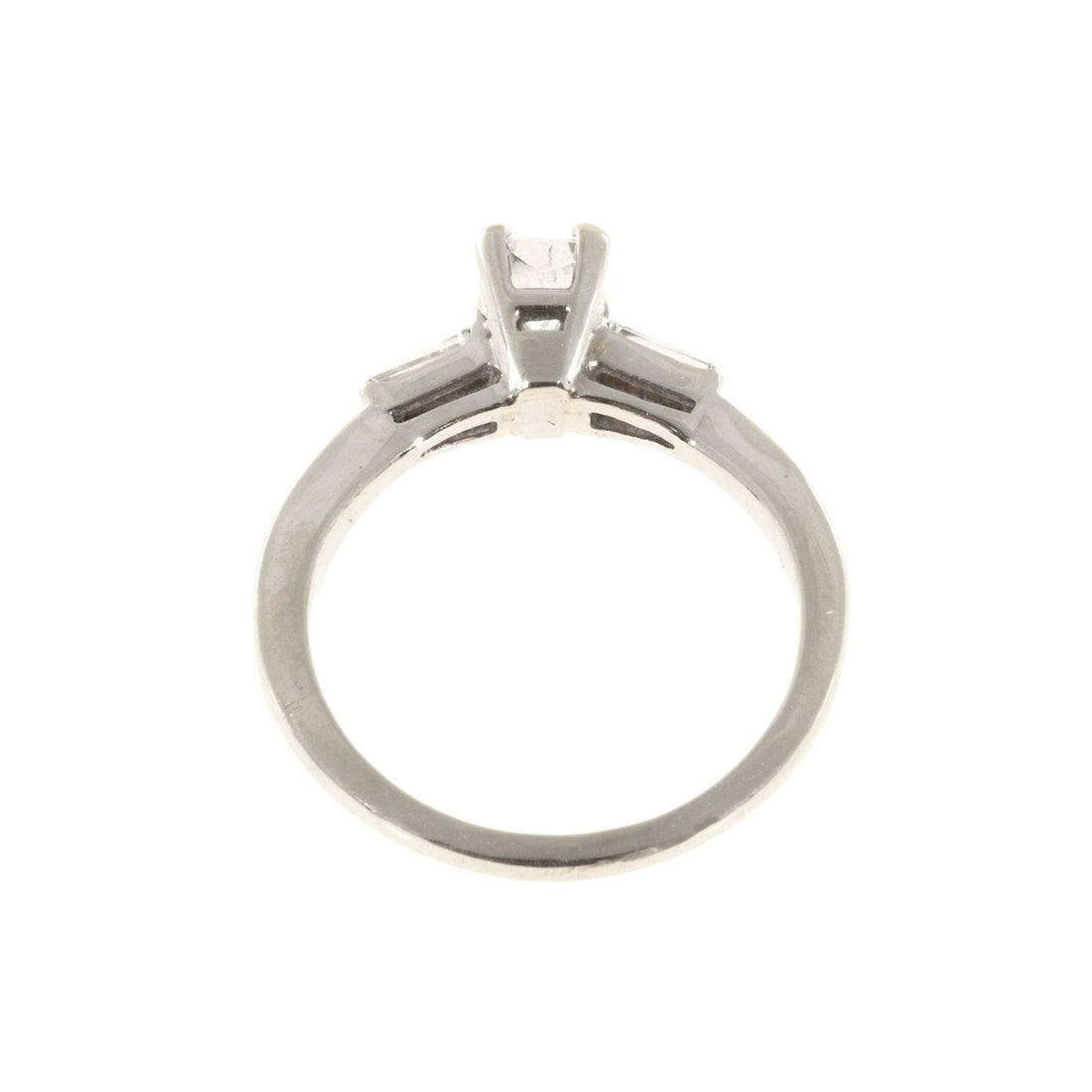 Vintage Estate .65ct Cushion Cut Diamond 14k White Gold .06ct Baguette Ring – image 8