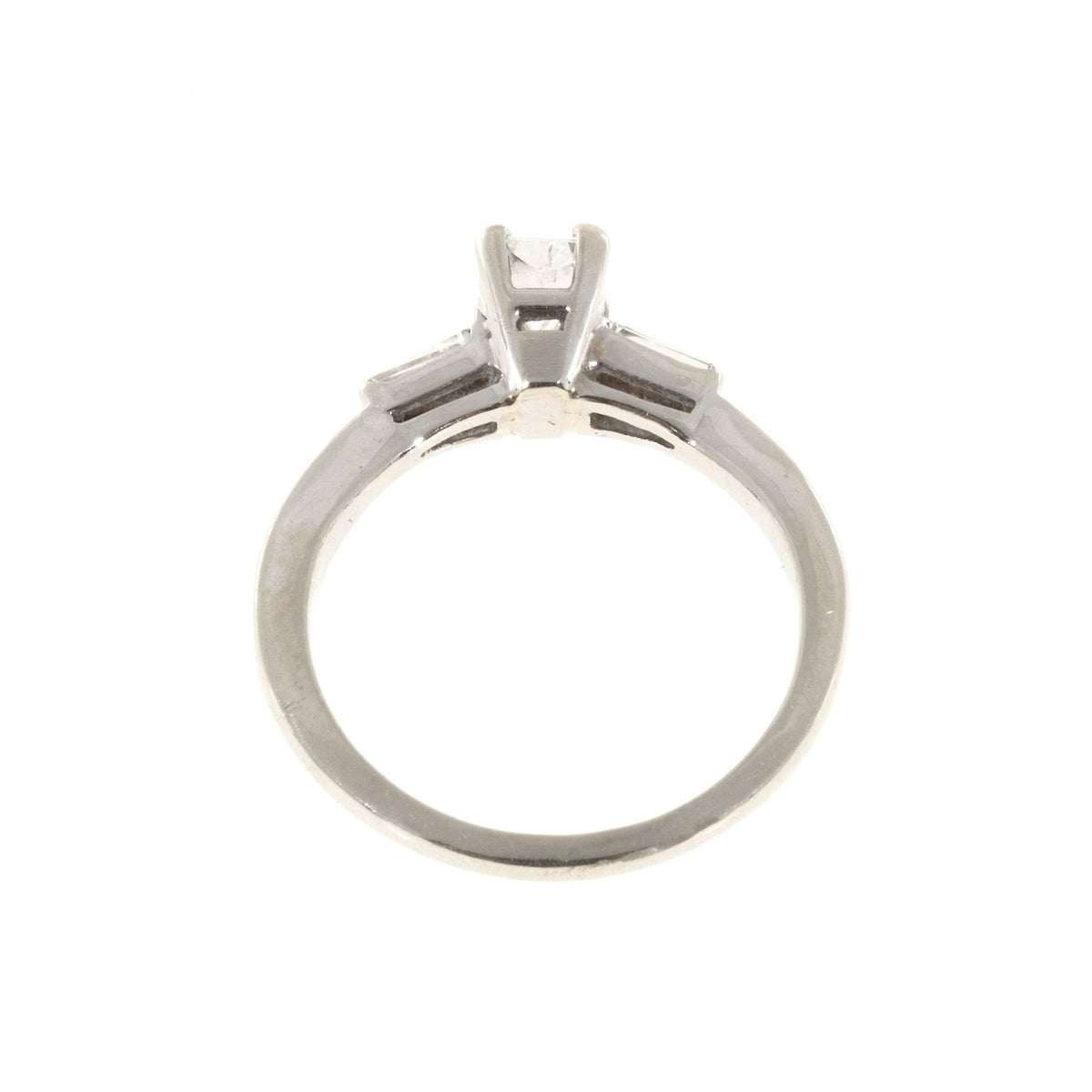Vintage Estate .65ct Cushion Cut Diamond 14k White Gold .06ct Baguette Ring – image 8