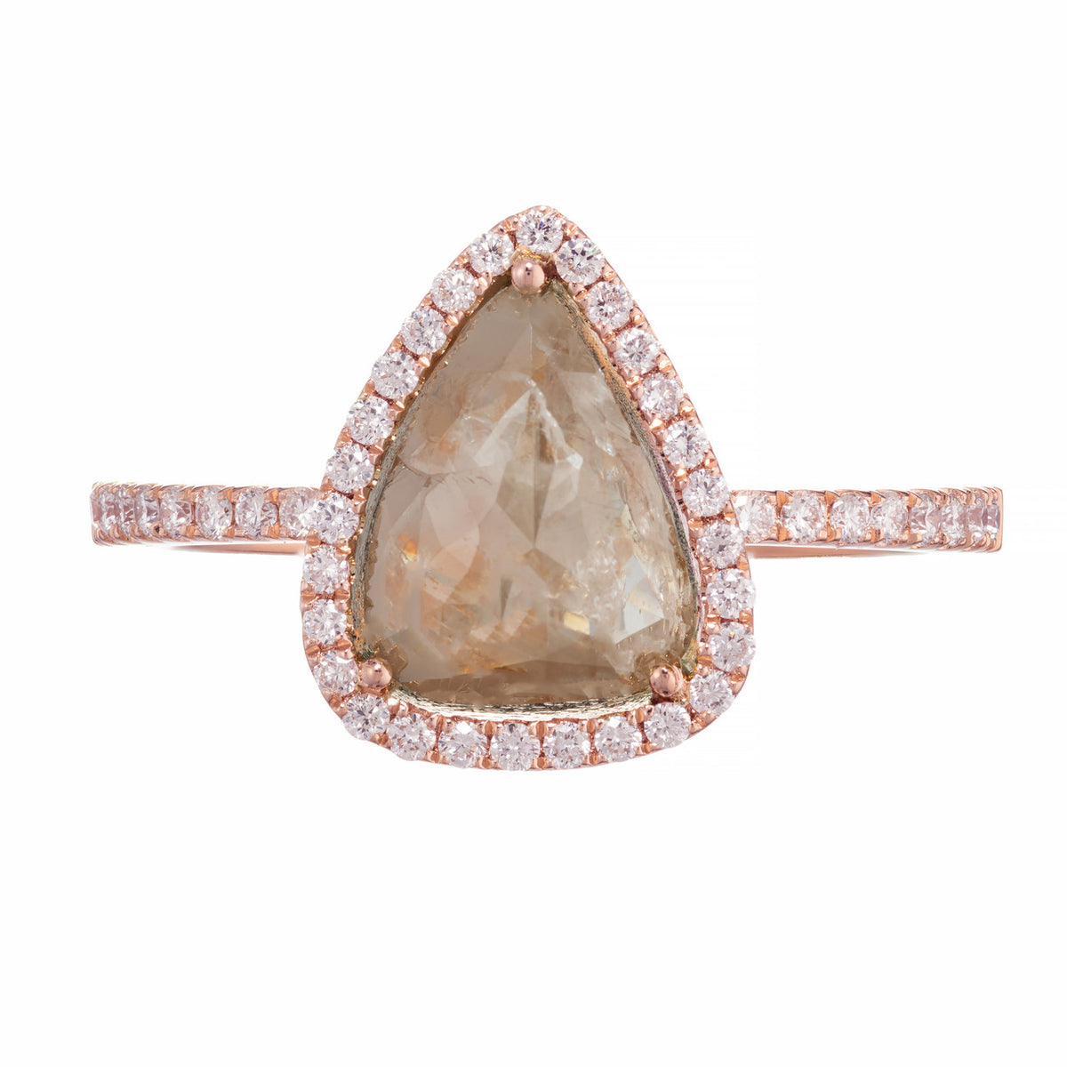 EGL 1.34 Carat Pear Diamond Halo Rose Gold Engagement Ring – image 2