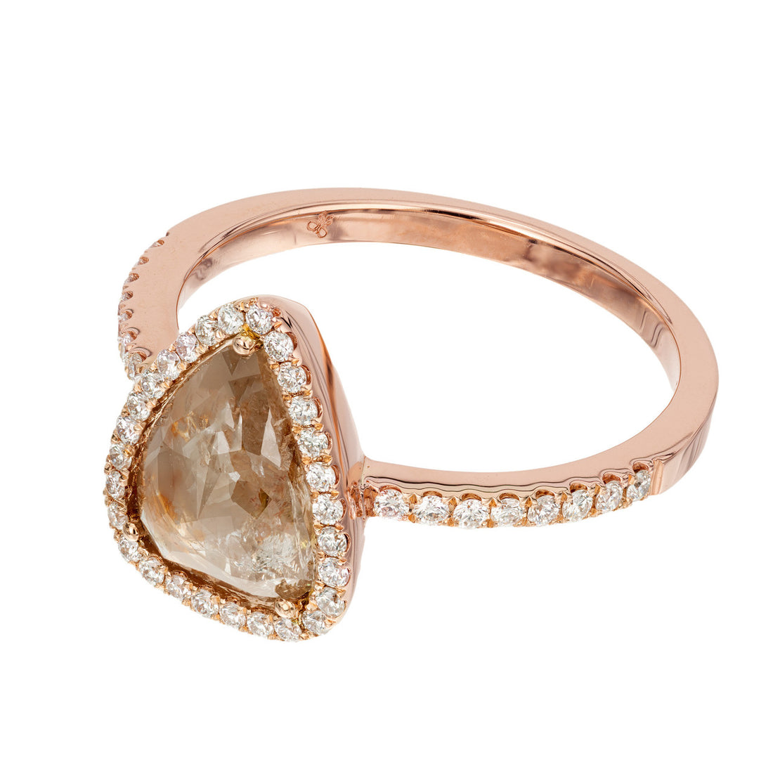 EGL 1.34 Carat Pear Diamond Halo Rose Gold Engagement Ring – image 4
